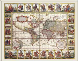 DECORARTS- 1652 World map by Claes Janszoon Visscher. Ancient Map Giclee Print Canvas Art Wall Decor. Vintage Style Decoration