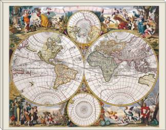 DECORARTS- Antique World Travel Map Giclee Print. Vintage map Canvas Art for Wall Decor