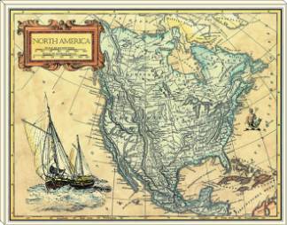 DECORARTS- North America Map, Ancient Map Giclee Print Canvas Art Wall Decor, Map of Historical North America
