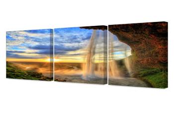 The waterfall in Seljalandfoss(Triptych) 48x32"
